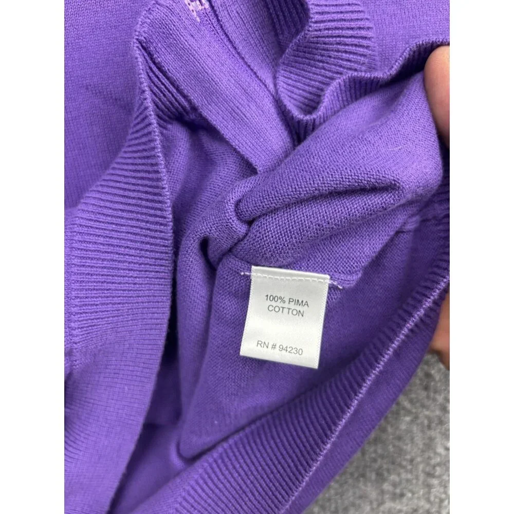 Paul Fredrick‎ Sweater Mens 2XL Purple 100% Pima Cotton Full Zip Mock Neck Knit
